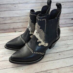 Studded Black and White Ankle Boots
